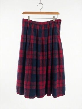 Women’s Wool Pendleton Red, Green, Navy Plaid Midi Skirt Size 16